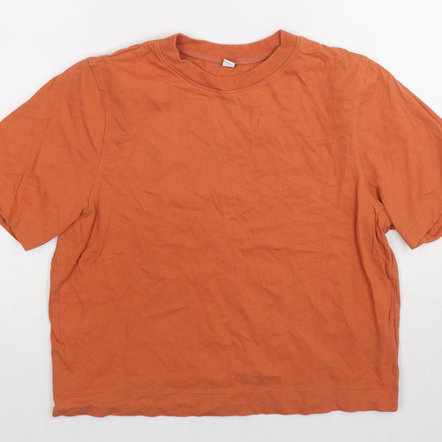 Uniqlo Womens Orange Cotton Basic T-Shirt Size XS Round Neck