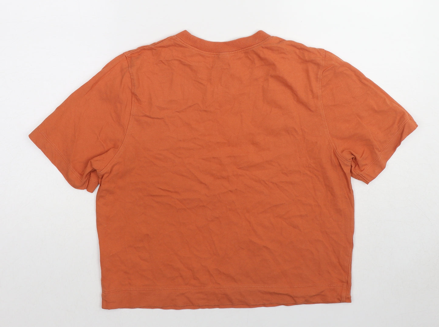 Uniqlo Womens Orange Cotton Basic T-Shirt Size XS Round Neck