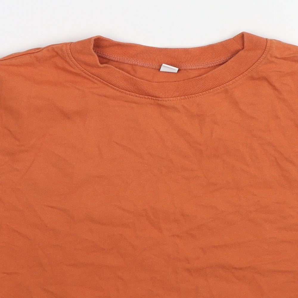 Uniqlo Womens Orange Cotton Basic T-Shirt Size XS Round Neck
