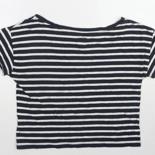 Jack Wills Womens Blue Striped Cotton Basic T-Shirt Size 8 Round Neck