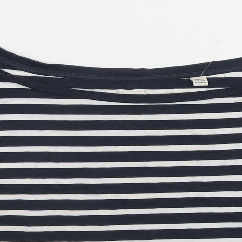 Jack Wills Womens Blue Striped Cotton Basic T-Shirt Size 8 Round Neck