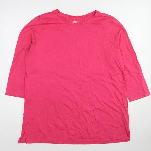 Lands' End Womens Pink Cotton Basic T-Shirt Size L Round Neck