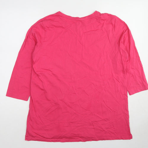 Lands' End Womens Pink Cotton Basic T-Shirt Size L Round Neck