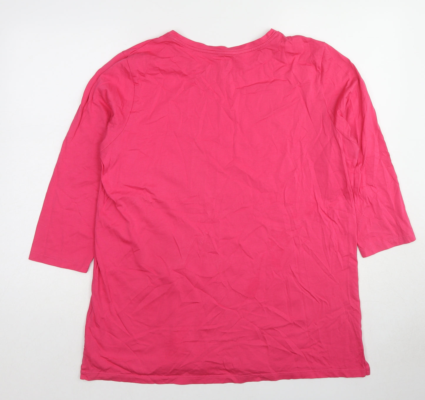Lands' End Womens Pink Cotton Basic T-Shirt Size L Round Neck
