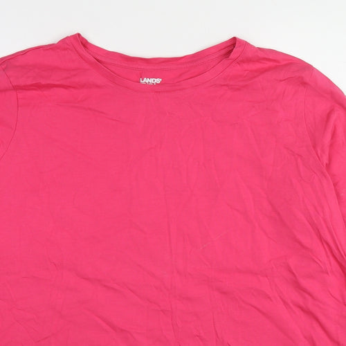 Lands' End Womens Pink Cotton Basic T-Shirt Size L Round Neck