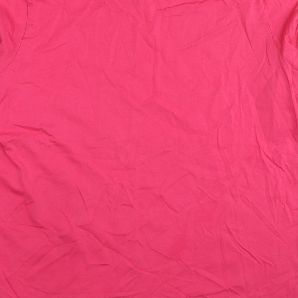 Lands' End Womens Pink Cotton Basic T-Shirt Size L Round Neck
