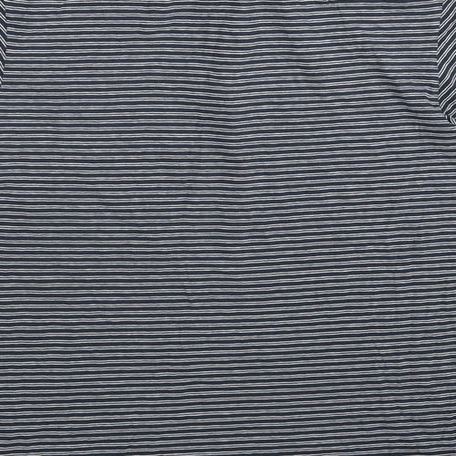 Sunspel Mens Blue Striped Cotton Polo Size L Collared Pullover
