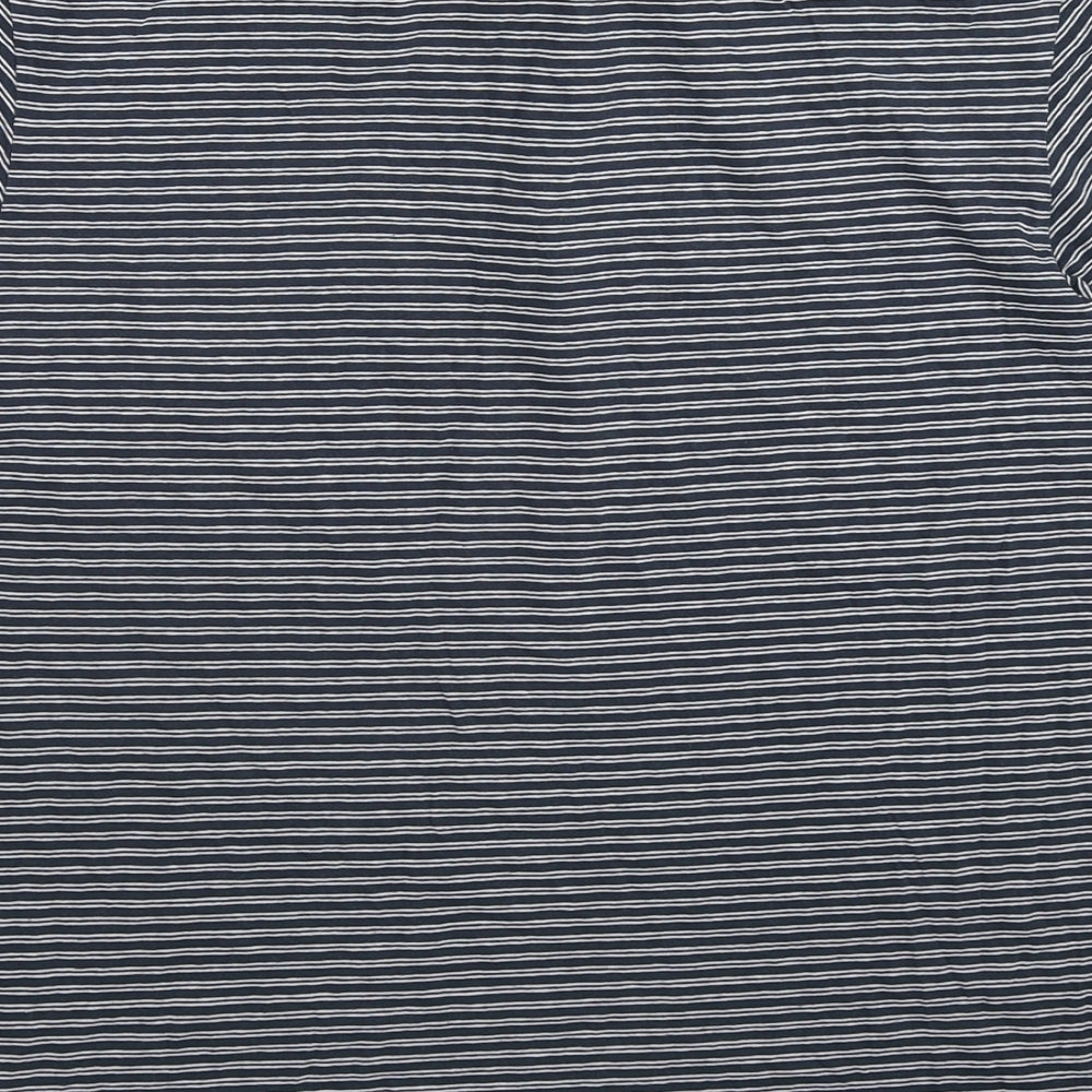 Sunspel Mens Blue Striped Cotton Polo Size L Collared Pullover