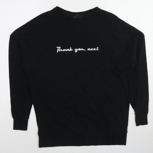 New Look Womens Black Cotton Pullover Sweatshirt Size 6 Pullover - Thank you next
