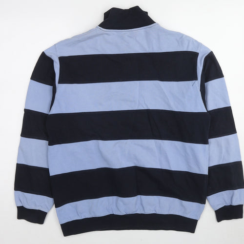 Henri Lloyd Mens Blue Striped Cotton Henley Sweatshirt Size M