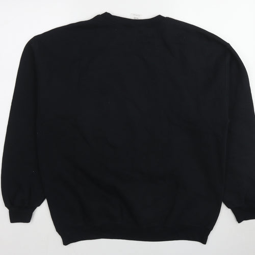 Gildan Womens Black Cotton Pullover Sweatshirt Size L Pullover - Christmas HO HO HO Glitter