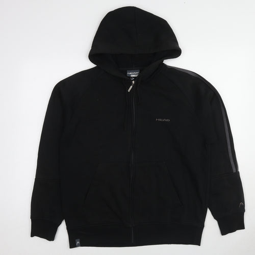 HEAD Mens Black Cotton Full Zip Hoodie Size M