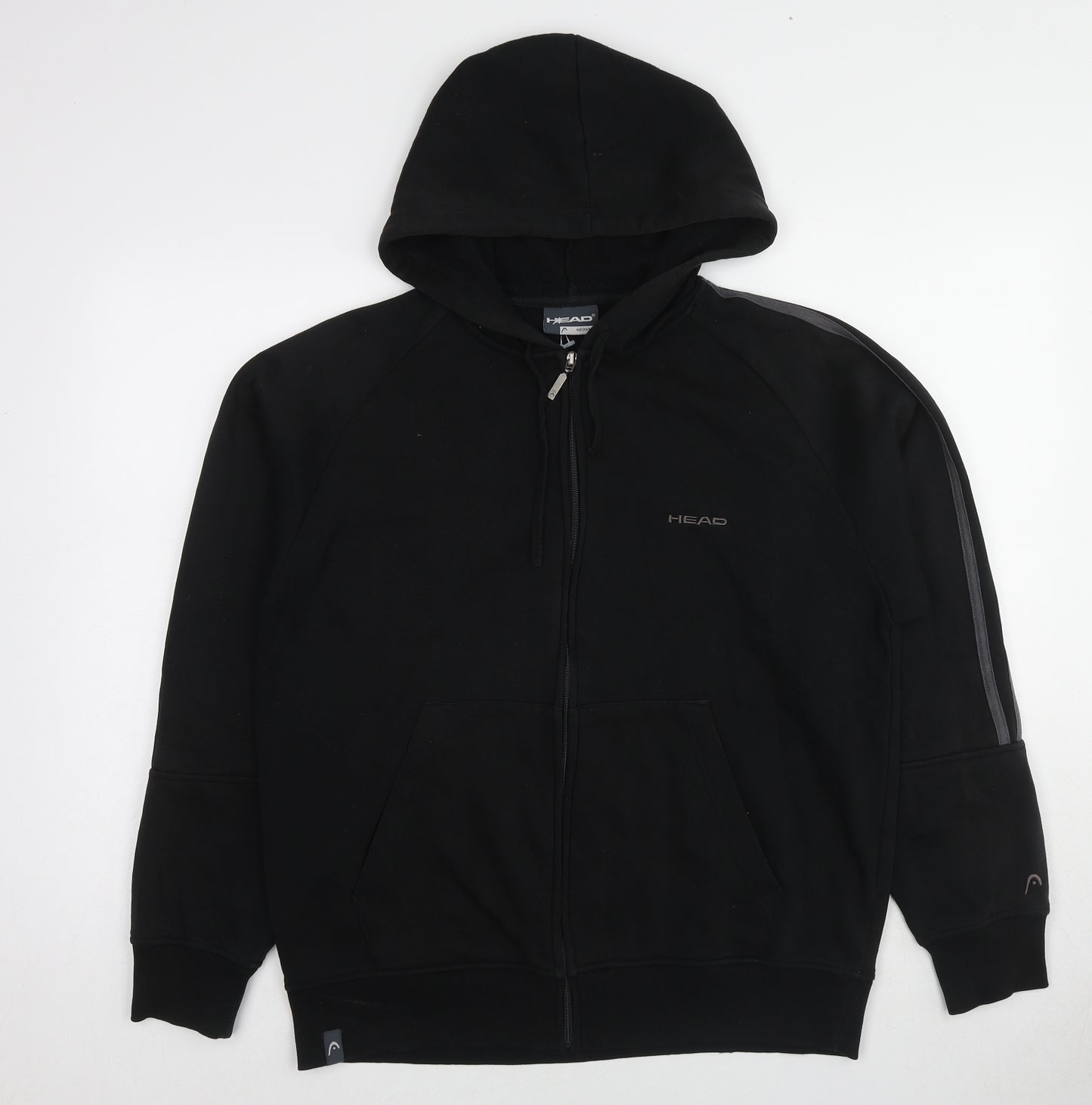 HEAD Mens Black Cotton Full Zip Hoodie Size M