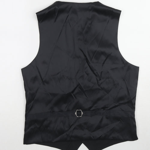 Marks and Spencer Mens Black Wool Jacket Suit Waistcoat Size 38 Regular