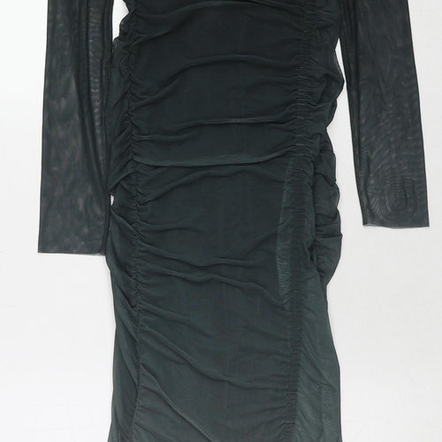 Zara Womens Grey Polyester Bodycon Size XS Round Neck Zip