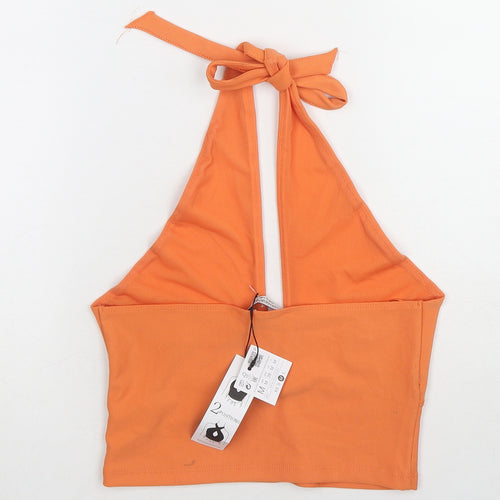 Stradivarius Womens Orange Polyester Cropped Tank Size M Halter
