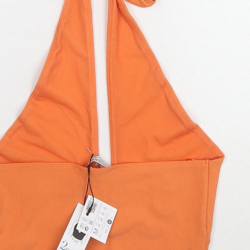 Stradivarius Womens Orange Polyester Cropped Tank Size M Halter