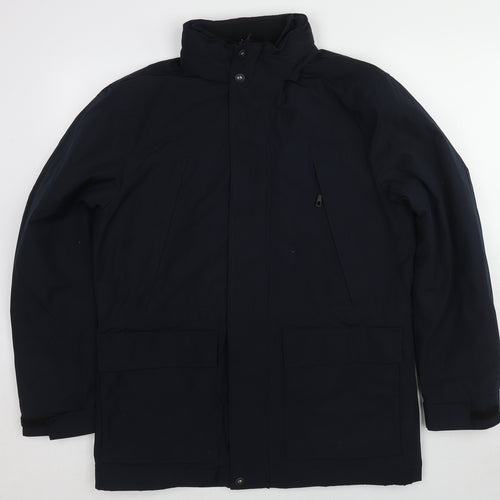 Marks and Spencer Mens Blue Pea Coat Coat Size M Zip