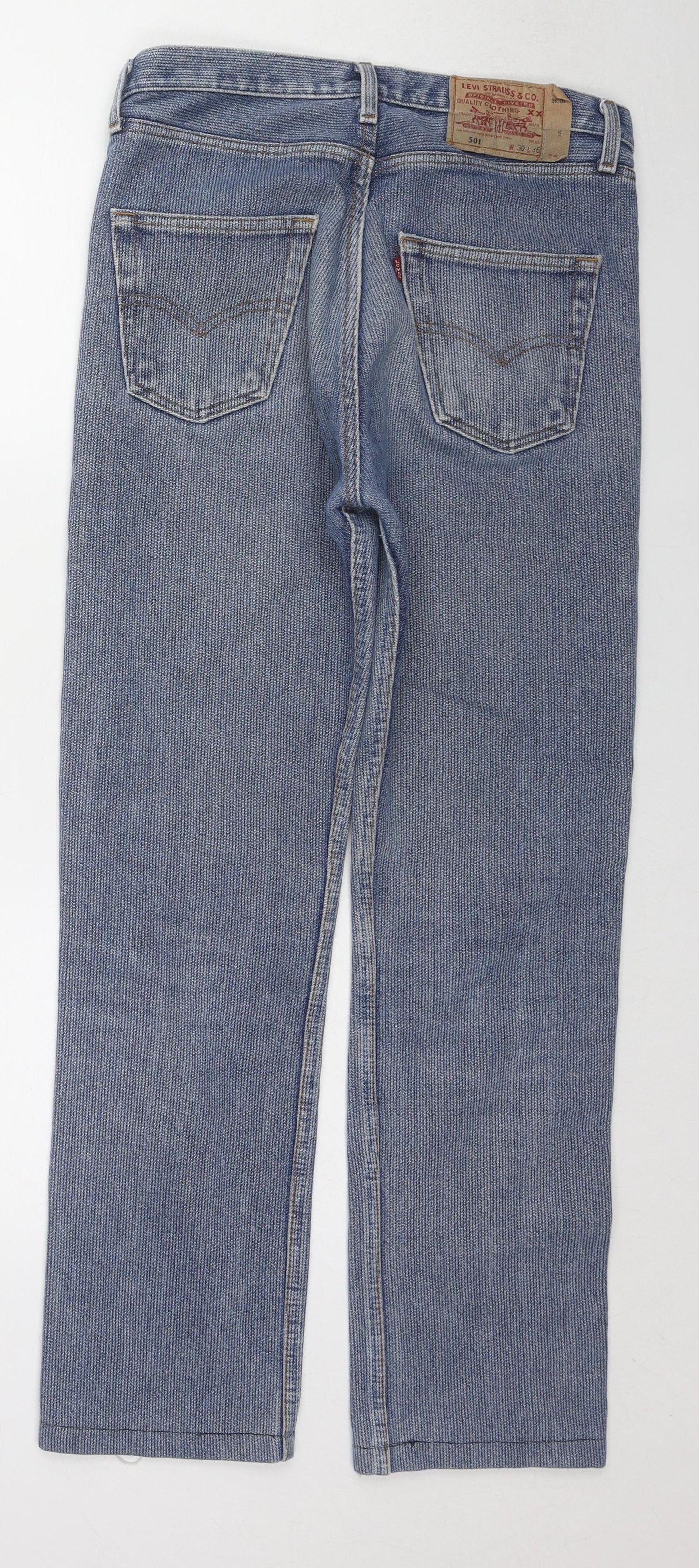 Levi's Mens Blue Cotton Straight Jeans Size 30 in L30 in Regular Zip
