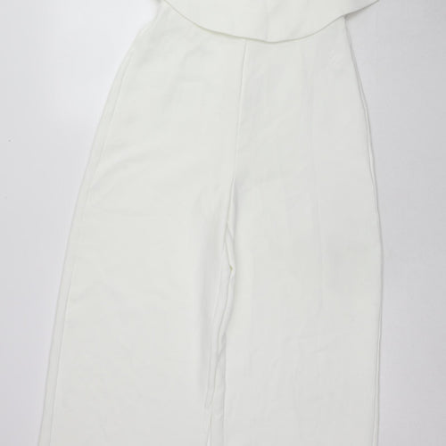 Zara Womens White Polyester Jumpsuit One-Piece Size M L25 in Zip
