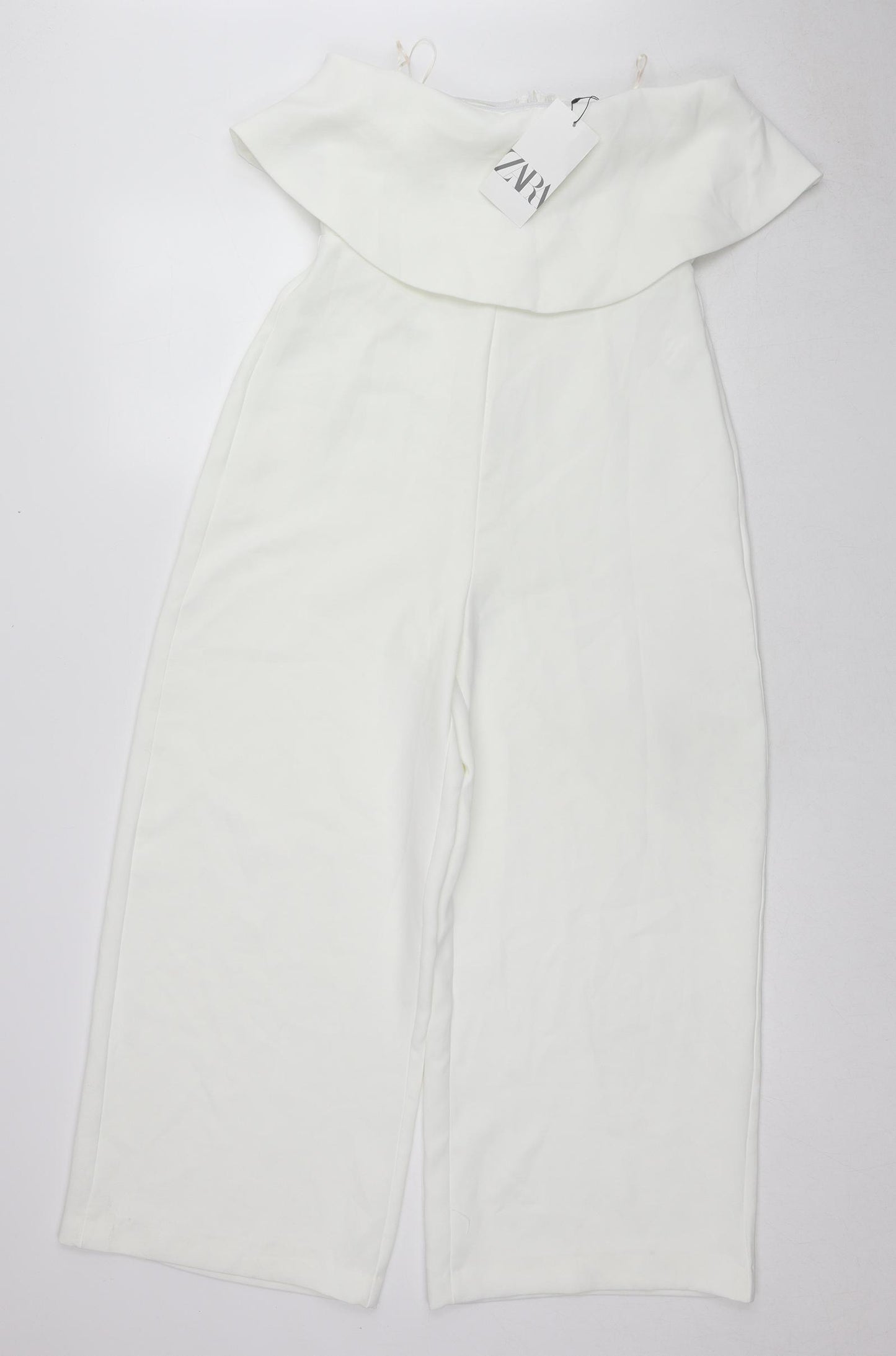 Zara Womens White Polyester Jumpsuit One-Piece Size M L25 in Zip