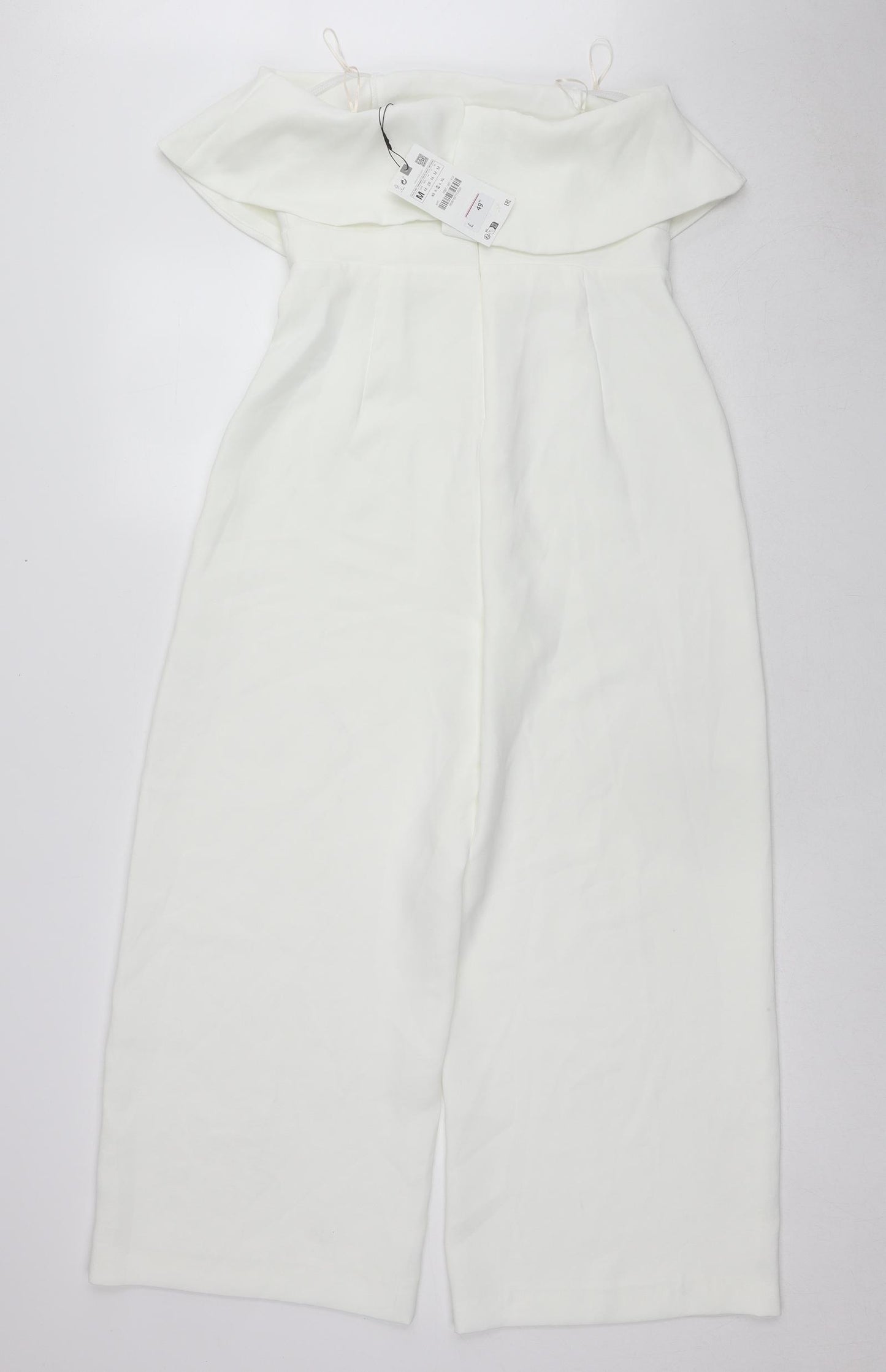 Zara Womens White Polyester Jumpsuit One-Piece Size M L25 in Zip