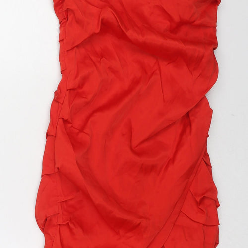 Zara Womens Red Polyester Bodycon Size XS Off the Shoulder Zip