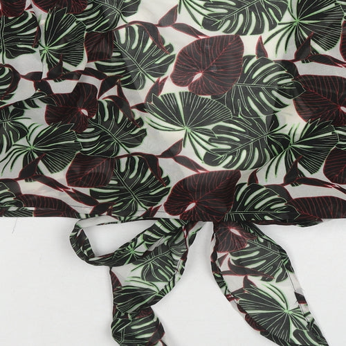 Boohoo Womens Green Geometric Polyester Basic Blouse Size M V-Neck - Leaf Print