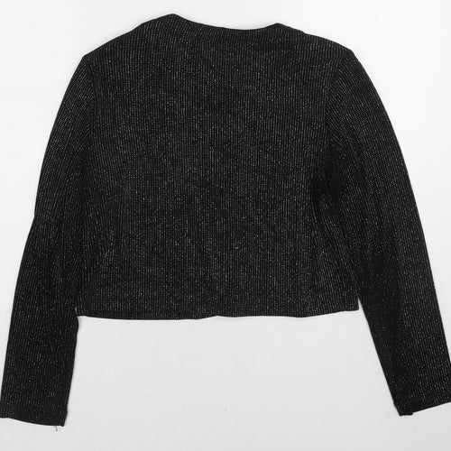 Ronni Nicole Womens Black Polyester Basic Button-Up Size M Round Neck