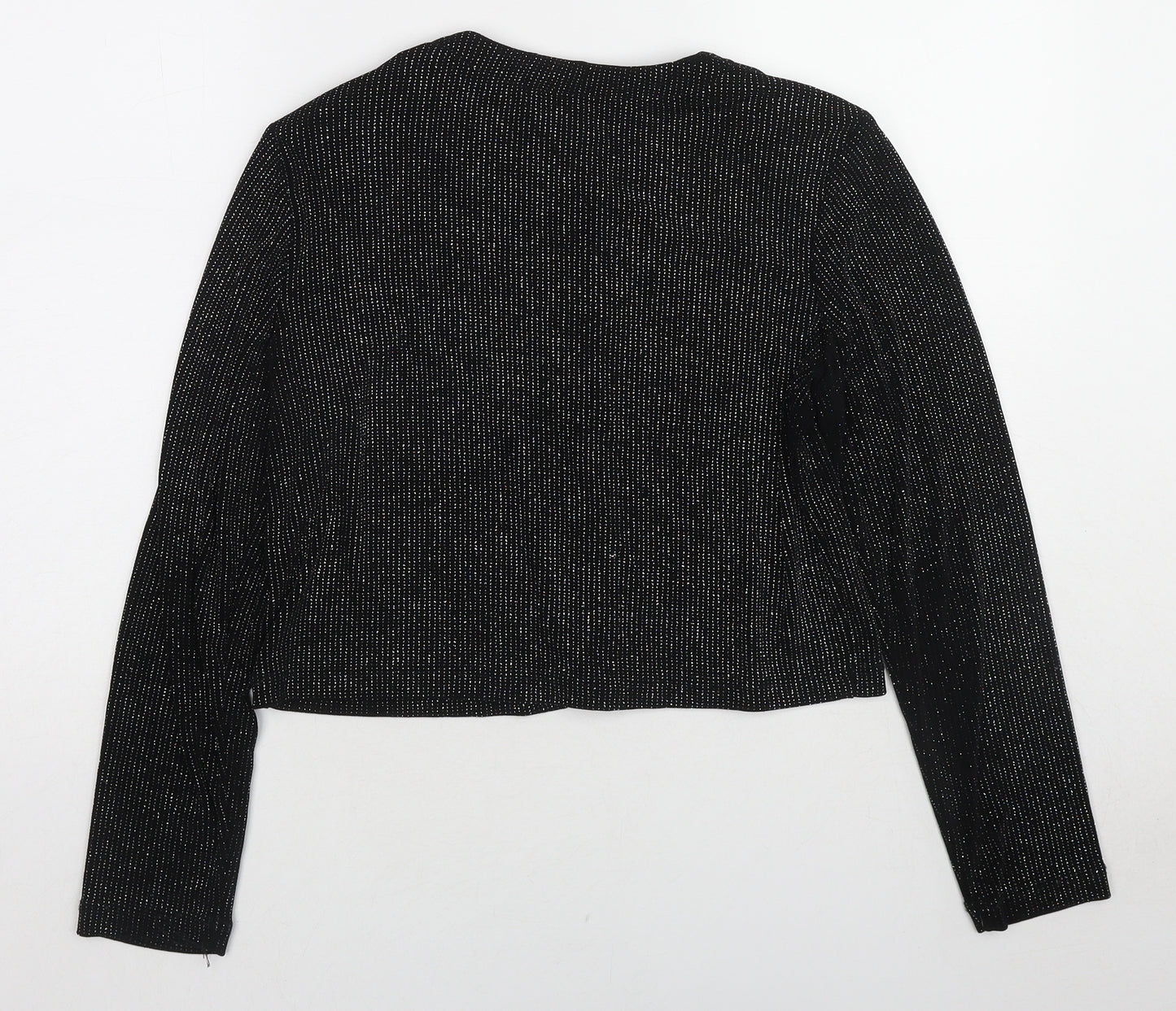 Ronni Nicole Womens Black Polyester Basic Button-Up Size M Round Neck
