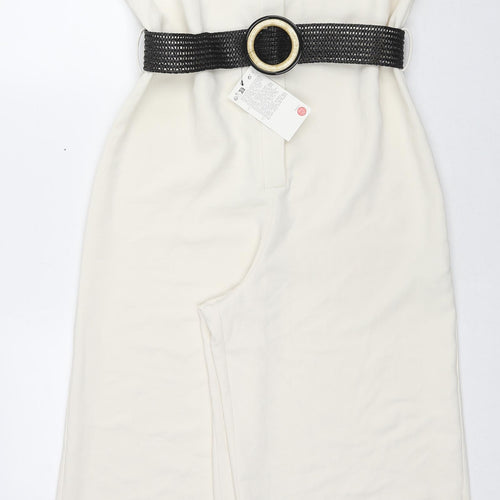 Zara Womens White Polyester Jumpsuit One-Piece Size S L25 in Zip