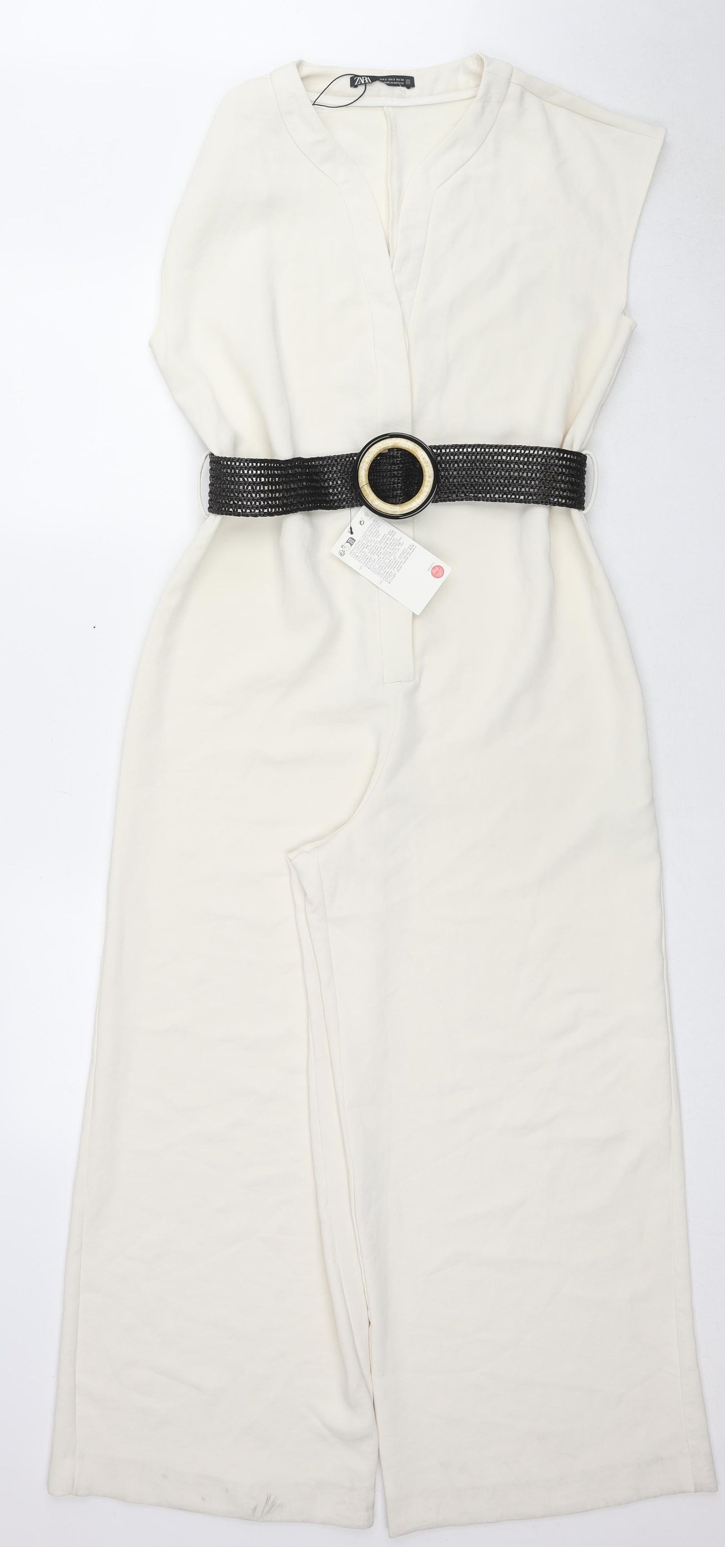 Zara Womens White Polyester Jumpsuit One-Piece Size S L25 in Zip