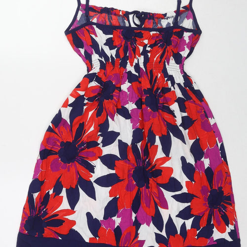 Marks and Spencer Womens Multicoloured Floral Viscose Slip Dress Size 14 Round Neck Pullover