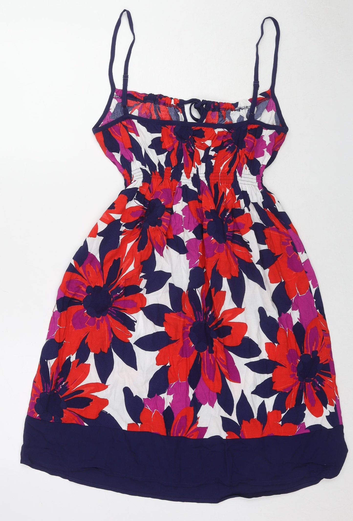 Marks and Spencer Womens Multicoloured Floral Viscose Slip Dress Size 14 Round Neck Pullover