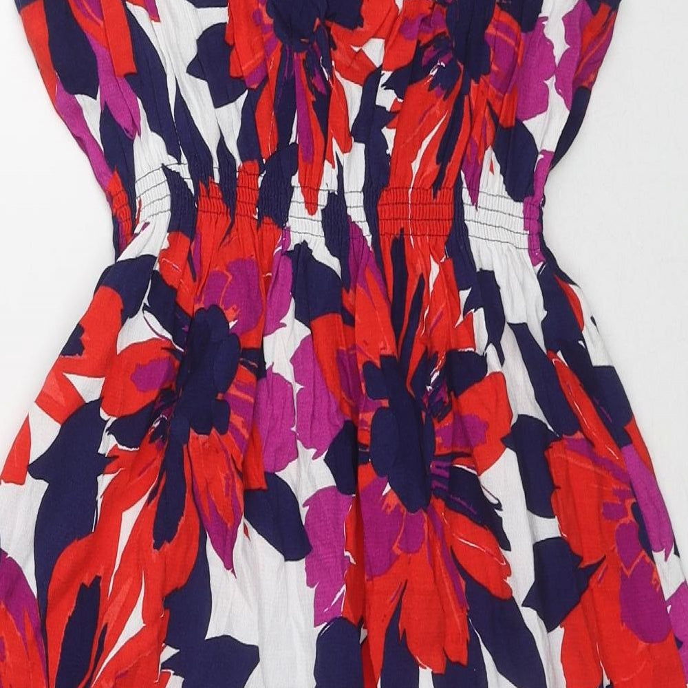 Marks and Spencer Womens Multicoloured Floral Viscose Slip Dress Size 14 Round Neck Pullover