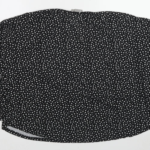 New Look Womens Black Geometric Polyester Basic Blouse Size M Round Neck - Heart Print