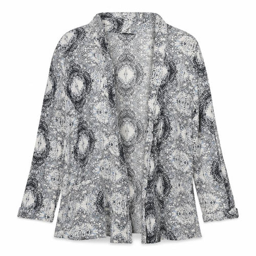New Look Womens Grey Geometric Viscose Kimono Blouse Size 10 V-Neck
