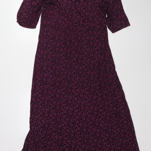 Yours Womens Purple Floral Viscose Maxi Size 18 Scoop Neck Pullover