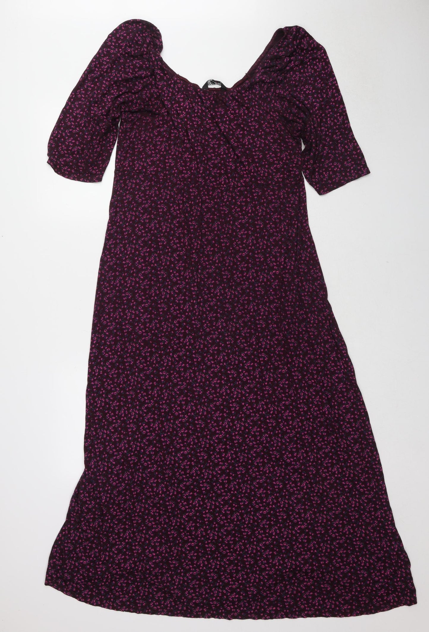 Yours Womens Purple Floral Viscose Maxi Size 18 Scoop Neck Pullover