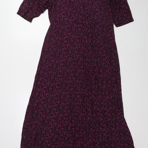 Yours Womens Purple Floral Viscose Maxi Size 18 Scoop Neck Pullover