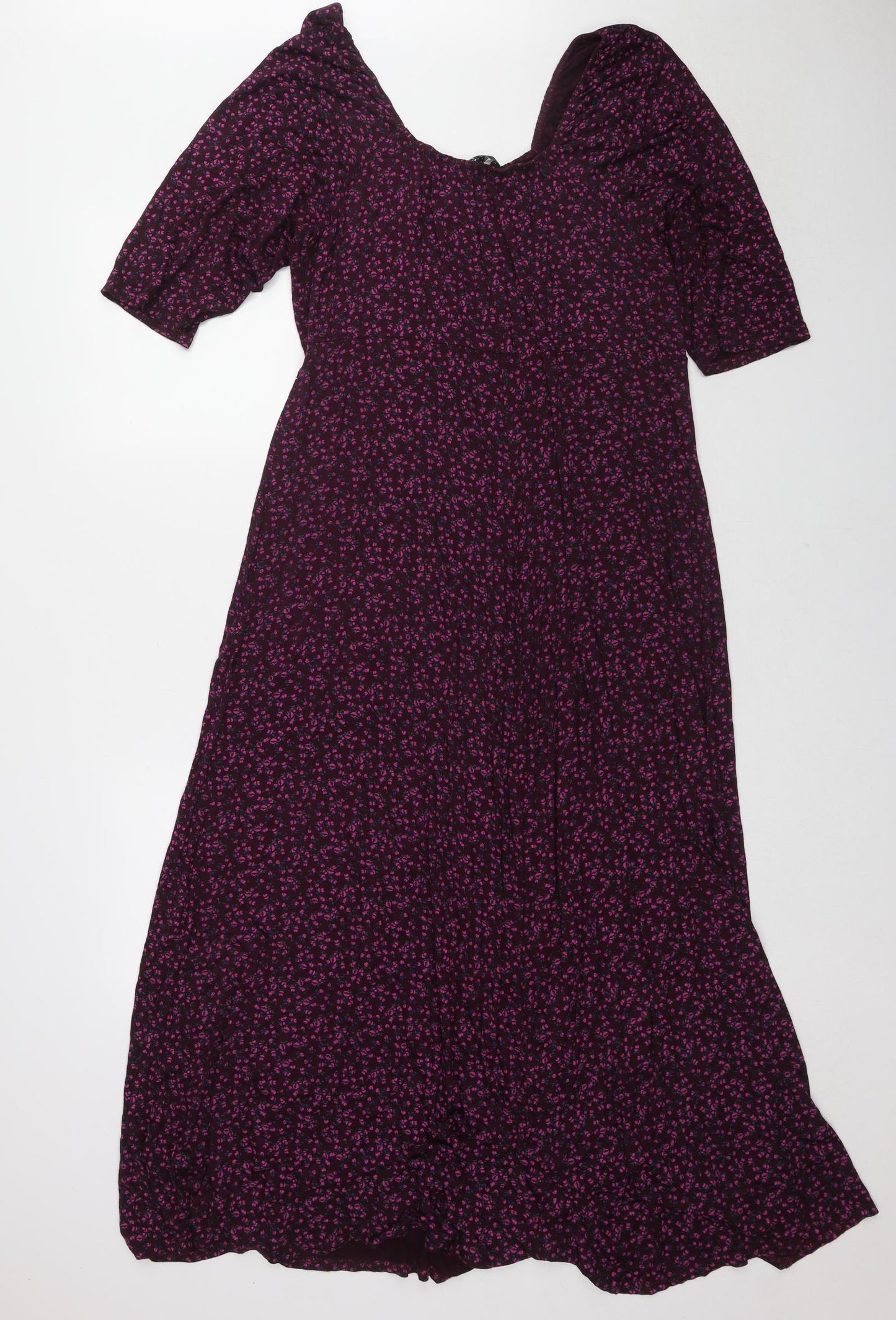 Yours Womens Purple Floral Viscose Maxi Size 18 Scoop Neck Pullover