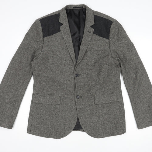 Topman Mens Grey Polyester Jacket Blazer Size 42 Regular