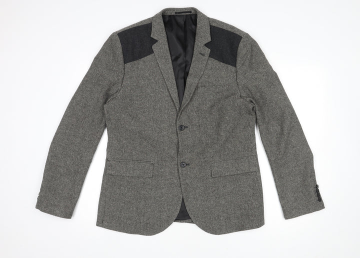 Topman Mens Grey Polyester Jacket Blazer Size 42 Regular