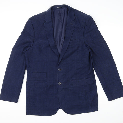Sawyers + Hendricks London Mens Blue Polyester Jacket Suit Jacket Size 44 Regular