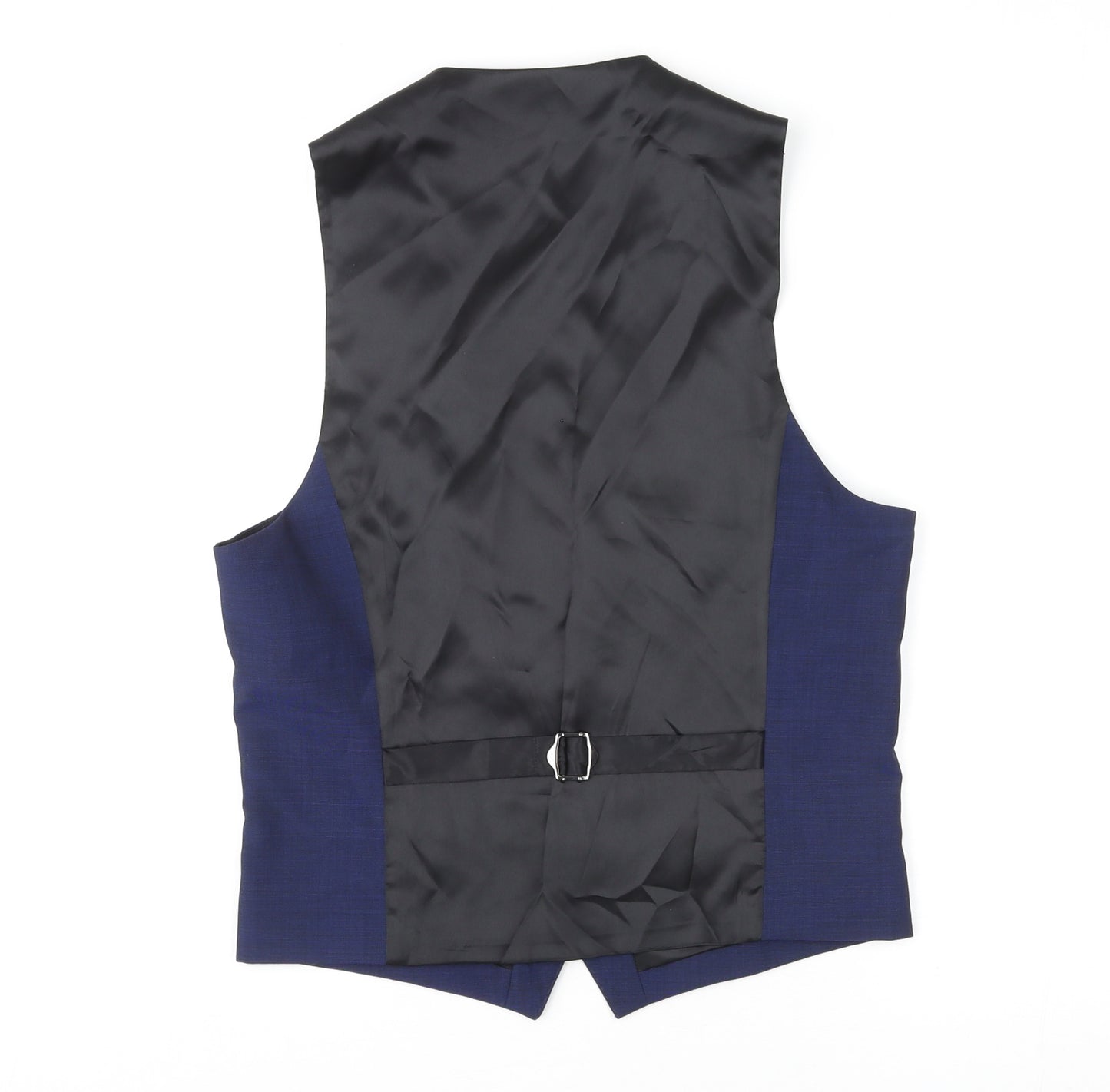 John Lewis Mens Blue Polyester Jacket Suit Waistcoat Size 36 Regular