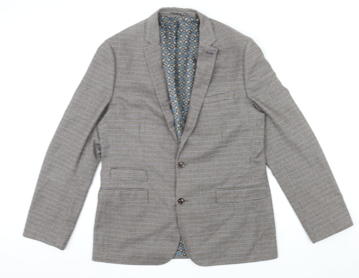 OneSix5ive Mens Brown Geometric Polyester Jacket Suit Jacket Size 44 Regular
