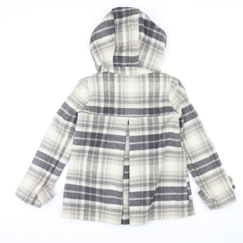 Zara Womens Beige Geometric Pea Coat Coat Size XS Button