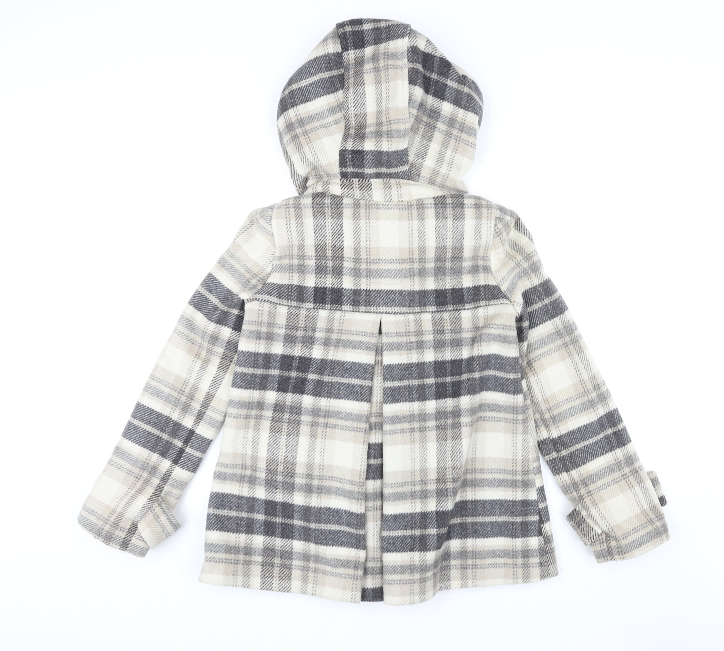 Zara Womens Beige Geometric Pea Coat Coat Size XS Button