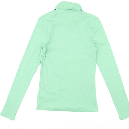 Marks and Spencer Womens Green Roll Neck Cotton Pullover Jumper Size 8