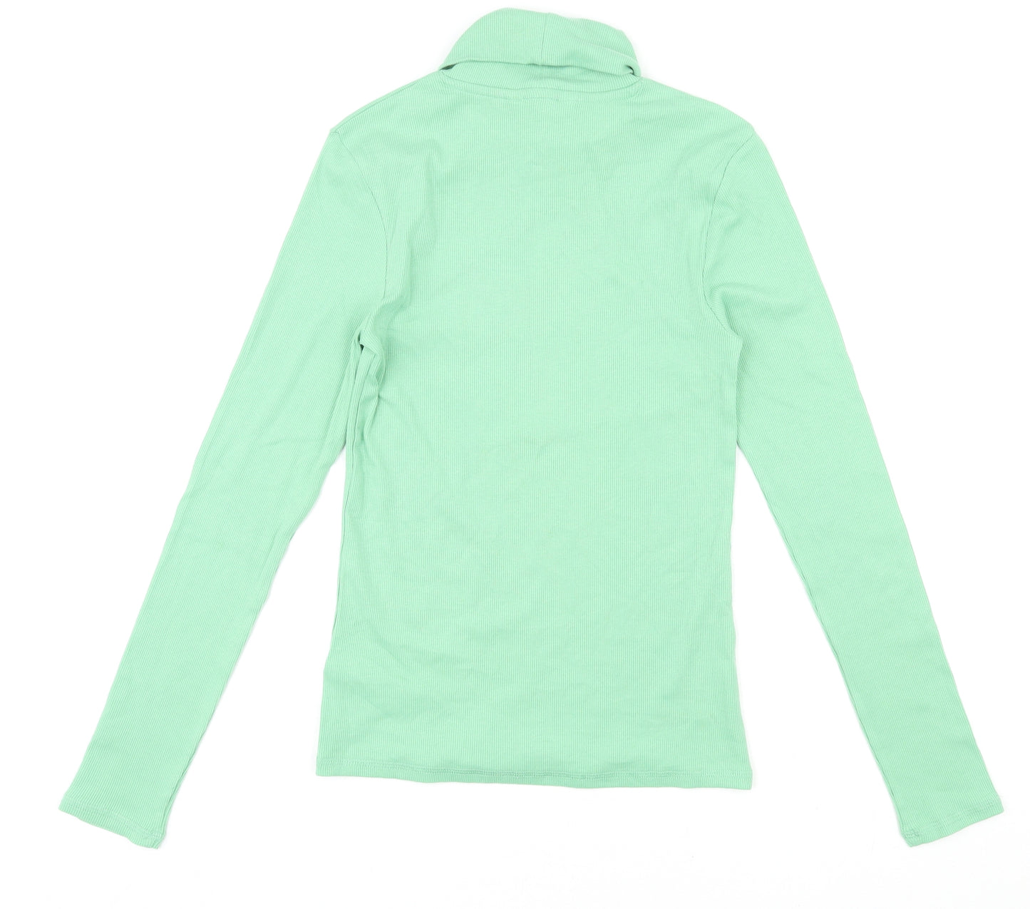 Marks and Spencer Womens Green Roll Neck Cotton Pullover Jumper Size 8